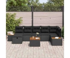 Sodo Sofų Rinkinys su pagalve 8 pcs Juoda Poli ratanas