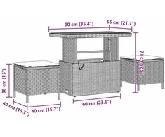 Sodo Sofų Rinkinys su pagalve su saugykla 8 pcs Juoda