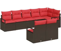 Sodo Sofų Rinkinys su pagalve 8 pcs Ruda ir raudona poliratanas