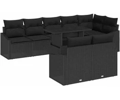 Sodo Sofų Rinkinys su pagalve su saugykla 9 pcs Juoda