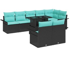 Sodo Sofų Rinkinys su pagalve 9 pcs Juoda Poli ratanas