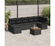 Sodo Sofų Rinkinys su saugykla 8 pcs Juoda poliratanas