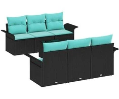 Sodo Sofų Rinkinys su pagalve su saugykla 7 pcs Juoda ir turkio