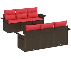 Sodo Sofų Rinkinys su pagalve su saugykla 7 pcs Bežinė Raudona