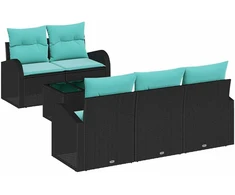 Sodo Sofų Rinkinys su pagalve su saugykla 6 pcs Juoda ir turkio