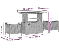 Sodo Sofų Rinkinys su pagalve 9 pcs Juoda Poli ratanas