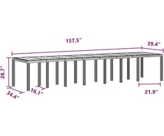 Sodo stalas Antracitas 400 x 100 x 73 cm poliratanas