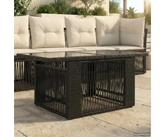 Sodo stalas Juoda 100 x 55 x 37 cm PE Rattan ir Stiklas