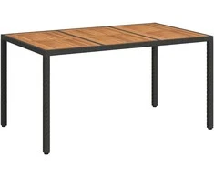 Sodo stalas Juoda 150 x 90 x 75 cm poliratanas