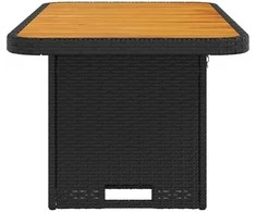 Sodo stalas, juodas, 90x55x71cm, poliratanas/akacijos mediena