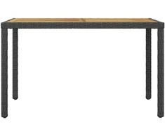 Sodo stalas, juodas ir rudas, 123x60x74cm, akacijos masyvas