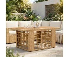 Sodo stalas Natūrali 100 x 55 x 37 cm PE Rattan ir Stiklas
