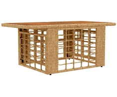 Sodo stalas Natūrali 100 x 55 x 37 cm PE Rattan ir Stiklas