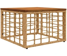 Sodo stalas Natūrali 55 x 55 x 37 cm PE Rattan ir Stiklas