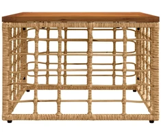 Sodo stalas Natūrali 55 x 55 x 37 cm PE Rattan ir Stiklas