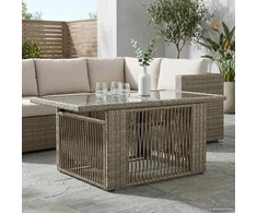 Sodo stalas Pilka 100 x 55 x 37 cm PE Rattan ir Stiklas