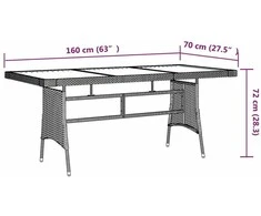 Sodo stalas, pilkas, 160x70x72cm, poliratanas ir akacija