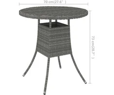 Sodo stalas, pilkas, 70x70x73cm, poliratanas