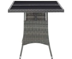 Sodo stalas, pilkos spalvos, 140x80x74cm, poliratanas