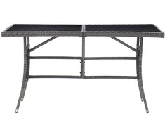 Sodo stalas, pilkos spalvos, 140x80x74cm, poliratanas