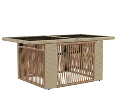 Sodo stalas Smėlio 100 x 55 x 37 cm PE Rattan ir Stiklas