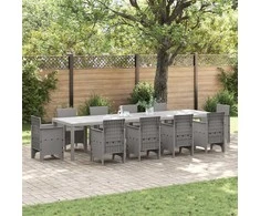 Sodo stalas Šviesiai pilka 350 x 100 x 74 cm poliratanas