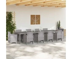 Sodo stalas Šviesiai pilka 350 x 100 x 74 cm poliratanas