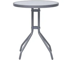 Sodo staliukas, šviesiai pilkas, 60cm, plienas ir stiklas