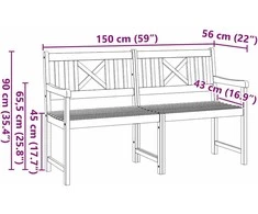 Lauko suolas Natūrali 150 x 56 x 90 cm Kietos akacijos mediena