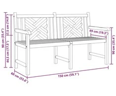 Sodo suolas 150 x 60 x 90 cm Kieto teka medžio