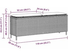 sodo suolas su pagalvėlė ruda 110x30x40,5 cm poliratanas