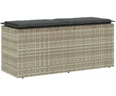 sodo suolas su pagalvėle šviesiai pilka 110x40x44cm poliratanas