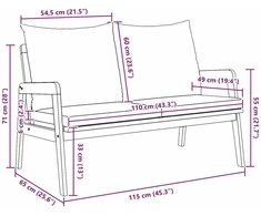 Sodo suolas su pagalve Natūralus aliejus 115 x 65 x 71 cm