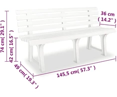 Sodo suoliukas, 145,5cm, plastikas, baltas