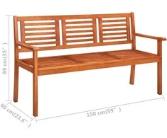 Sodo suoliukas, 150 cm, trivietis, eukalipto medienos masyvas