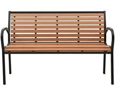 Sodo suoliukas, juodos ir rudos spalvos, 116cm, plienas ir WPC