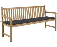 Sodo suoliukas su antracito spalvos pagalvėle, 175cm, tikmedis
