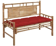 Sodo suoliukas su pagalvėle, 120cm, bambukas (41504+314950)