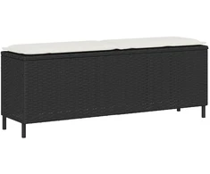 Sodo suoliukas su pagalvėle, juodas, 110x30x40,5 cm, poliratanas