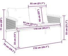 Sodo suoliukas su pagalvėle, juodos spalvos, 116cm, plienas