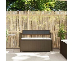 Sodo suoliukas su pagalvėle, rudas, poliratanas