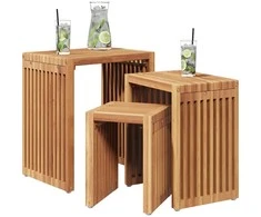 Sodo šoninis stalas 3 pcs Ruda 33 x 44,5 x 51 cm