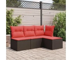 Sodo taburetė su pagalvėle, ruda, 55x55x37cm, polirotangas