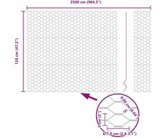 Hexagonal Fence with Post 25 x 1,2 m PVC dengtas plienas Pilka