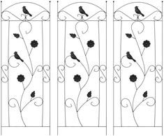 Sodo tvora 3 pcs Juoda 110 x 40 cm Plienas