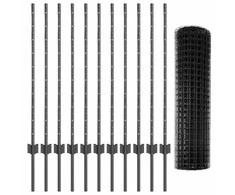 Euro tvoros su stulpu 25 x 1 m PVC dengtas plienas Pilka