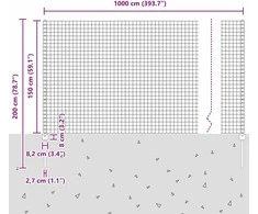 Euro tvoros su stulpu 10 x 1,5 m PVC dengtas plienas Pilka