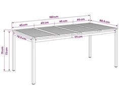 Sodo vakarienės stalas Balta ir juoda 180 x 88,5 x 75 cm