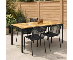 Sodo vakarienės stalas Balta ir juoda 180 x 88,5 x 75 cm