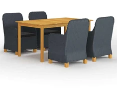 Lauko baldų komplektas Sodo valgomojo baldų komplektas, 5 dalių, tamsiai pilkas